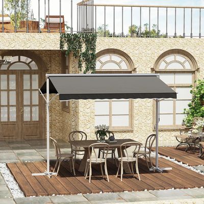 Outdoor blinds - Double slope awning in white epoxy steel, waterproof anti-UV polyester - AOSOM BUSINESS