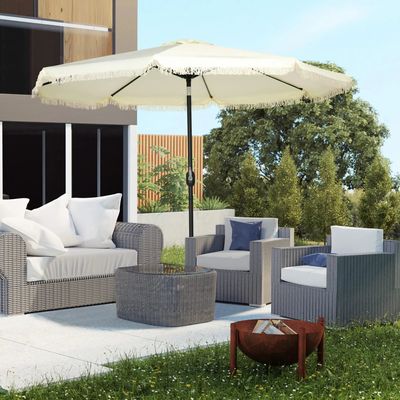 Sunshades - Octagonal tilting parasol Ø 2.68 x 2.32H m black steel fabric - AOSOM BUSINESS