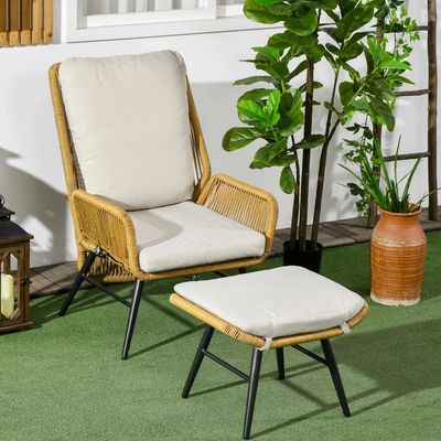 Lawn armchairs - Reclining garden lounge chair with footrest cushions - AOSOM BUSINESS