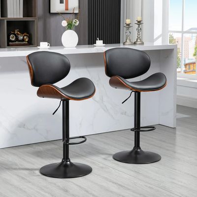 Stools - Set of 2 contemporary design bar stools in PU wood - AOSOM BUSINESS