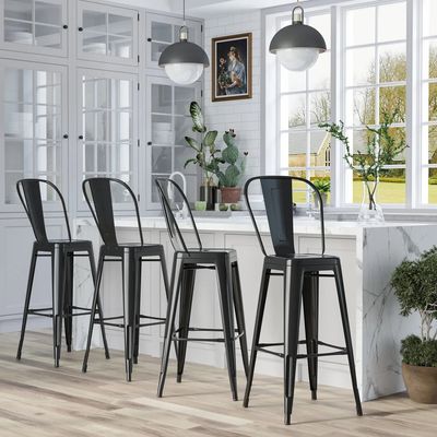 Stools - Set of 4 industrial bar stools - AOSOM BUSINESS