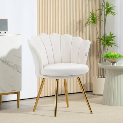 Chaises - Chaise design coquillage pieds métal dorés effilés velours - AOSOM BUSINESS