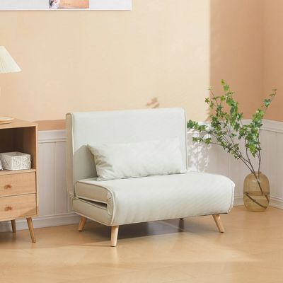 Fauteuils - Fauteuil convertible style nordique réglable coussin blanc cassé - AOSOM BUSINESS