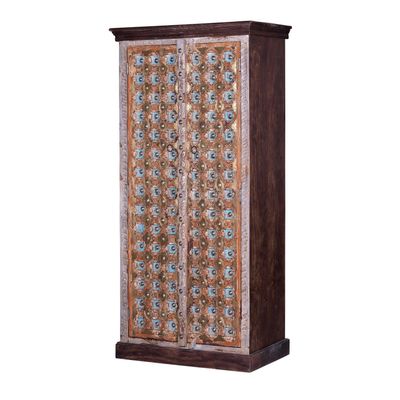 Wardrobe - Mango wood cabinet in walnut and aged gray - GINER Y COLOMER