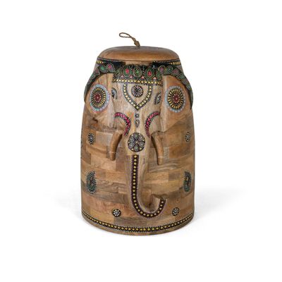 Sculptures, statuettes and miniatures - Hand painted mango wood elephant figurine - GINER Y COLOMER