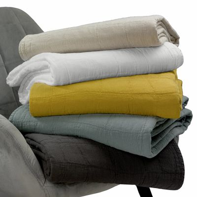Linge de lit - Jeté recyclé Titou Vert de gris 240 x 260 - MAISON VIVARAISE - SDE VIVARAISE WINKLER