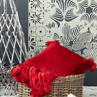 Plaids - Plaid Tender pompons Rubis 130 x 170 - MAISON VIVARAISE - SDE VIVARAISE WINKLER