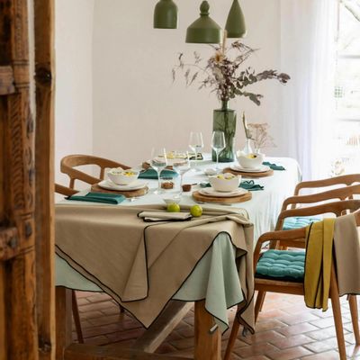 Table cloths - Recycled Tablecloth Grace Céladon 140 X 140 - MAISON VIVARAISE - SDE VIVARAISE WINKLER