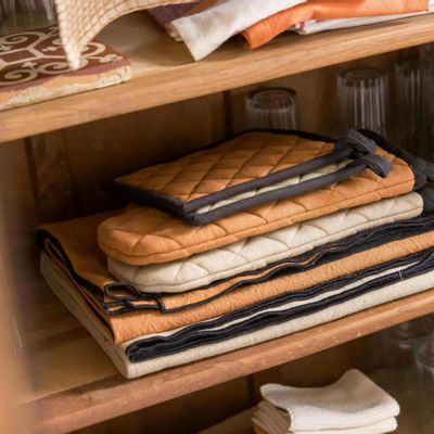 Maniques - Lot gant de cuisine/manique recyclé Grace Caramel 15 x 32 - MAISON VIVARAISE - SDE VIVARAISE WINKLER