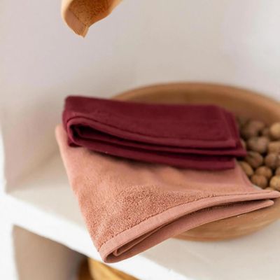 Ustensiles de cuisine - Essuie mains oeillet Curl Lie de vin 50 x 50 - MAISON VIVARAISE - SDE VIVARAISE WINKLER