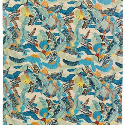 Throw blankets - Dori Printed Throw Blanket Lagon 135 X 200 - MAISON VIVARAISE - SDE VIVARAISE WINKLER