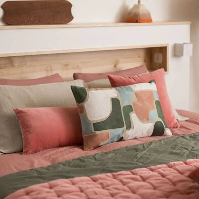 Coussins - Coussin uni Elise Pêche 30 x 50 - MAISON VIVARAISE - SDE VIVARAISE WINKLER