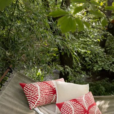 Cushions - Embroidered Cushion Flora Papaye 40 X 65 - MAISON VIVARAISE - SDE VIVARAISE WINKLER