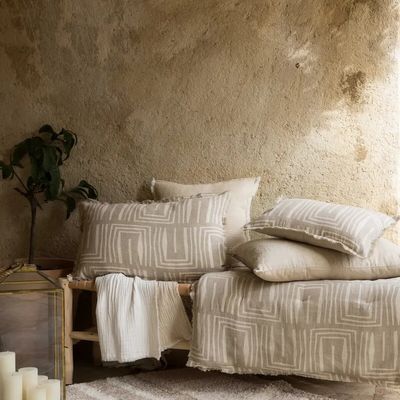 Cushions - Tina Printed Cushion Naturel 45 X 45 - MAISON VIVARAISE - SDE VIVARAISE WINKLER