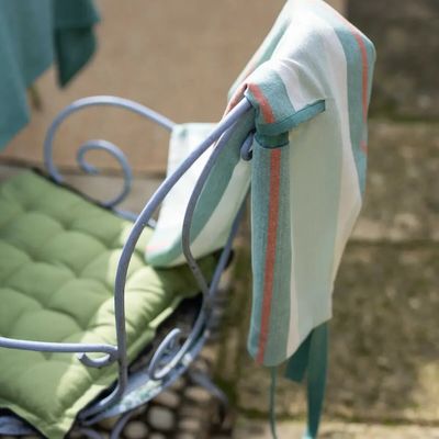 Aprons - Recycled kitchen apron with pocket Yuna Vert eau 72 X 85 - MAISON VIVARAISE - SDE VIVARAISE WINKLER