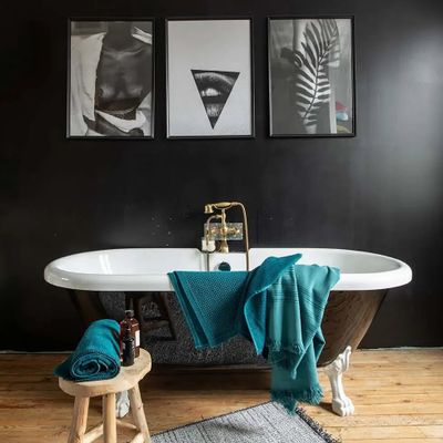 Autres linges de bain - Tapis de bain uni Etia Paon 54 x 110 - MAISON VIVARAISE - SDE VIVARAISE WINKLER