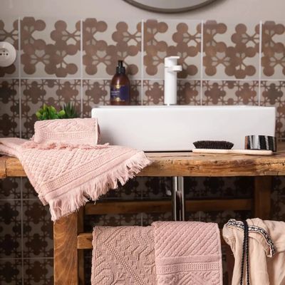 Bath towels - Zoé Guest Towel Aubepine 30 X 50 - MAISON VIVARAISE - SDE VIVARAISE WINKLER