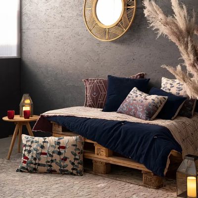 Plaids - Plaid points noués Elise Cobalt 140 x 200 - MAISON VIVARAISE - SDE VIVARAISE WINKLER
