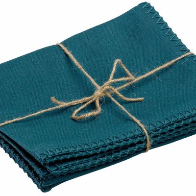 Nappes - Lot de 4 sets de table recyclés Delia Paon 33 x 45 - MAISON VIVARAISE - SDE VIVARAISE WINKLER