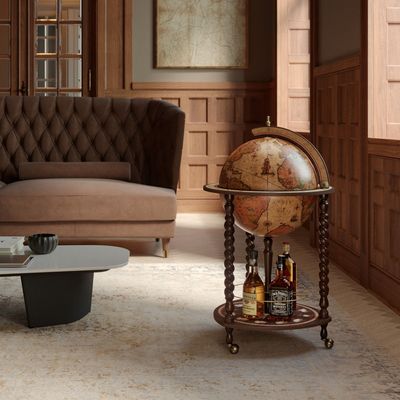 Restaurant trolleys - Zoffoli Bar Globe Explora Honey Brown d.40cm - ZOFFOLI MAPPAMONDI