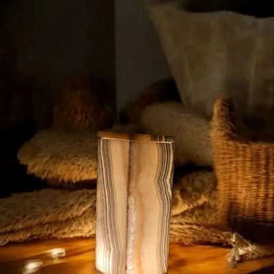 Desk lamps - Pillar Table Lamp - Alabaster Stone - handcrafted ecological 30cm - MAISON ZOE