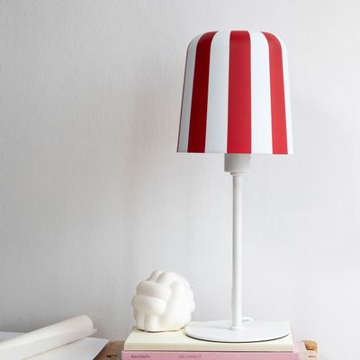 Lampes de bureau  - Lampe de table grise à rayures rouges foncées - DYBERG LARSEN