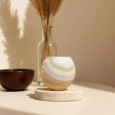 Bougeoirs et photophores  - Bougeoir Luxy Alabaster Stone — Design élégant et artisanal - bougie - MAISON ZOE