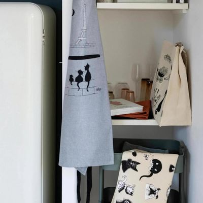 Tabliers de cuisine - Tablier de cuisine Dubout Chats Eiffel Gris 72 x 85 - MAISON VIVARAISE - SDE VIVARAISE WINKLER