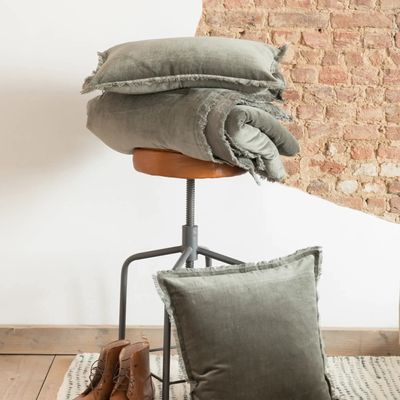 Coussins - Coussin uni Fara Thym 45 x 45 - MAISON VIVARAISE - SDE VIVARAISE WINKLER