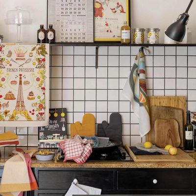 Dish towels - Recycled Tea Towel Dinis Paon 50 X 70 - MAISON VIVARAISE - SDE VIVARAISE WINKLER
