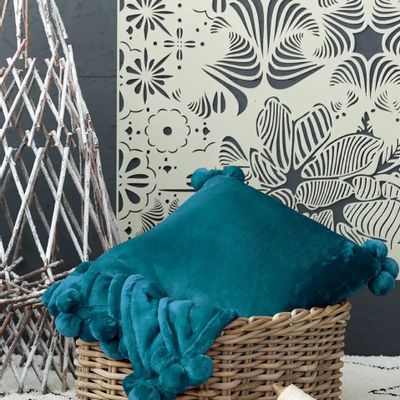 Coussins - Coussin Tender pompons Paon 45 x 45 - MAISON VIVARAISE - SDE VIVARAISE WINKLER