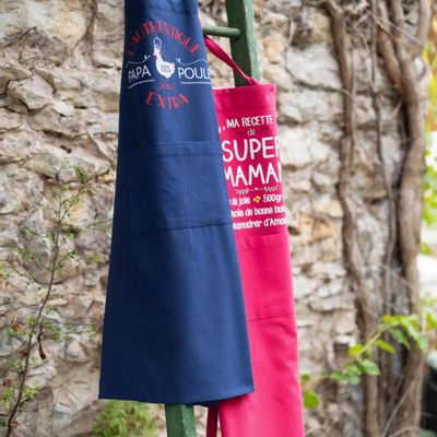 Tabliers de cuisine - Tablier de cuisine Ma recette de super maman recyclé Rose 72 x 90 - MAISON VIVARAISE - SDE VIVARAISE WINKLER