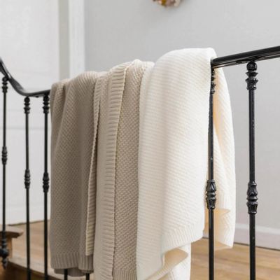 Throw blankets - Recycled Knit Throw Danilo Ivoire 130 X 160 - MAISON VIVARAISE - SDE VIVARAISE WINKLER