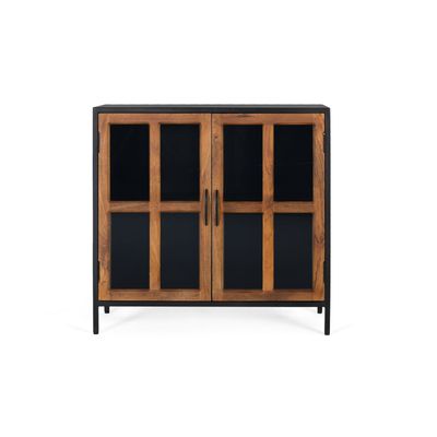 Sideboards - Sideboard with 2 glass doors and black metal structure - GINER Y COLOMER