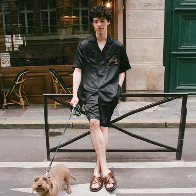 Homewear - Ensemble short en soie unisexe « Dachshund Delight » – Édition Puppy - NOT JUST PAJAMA