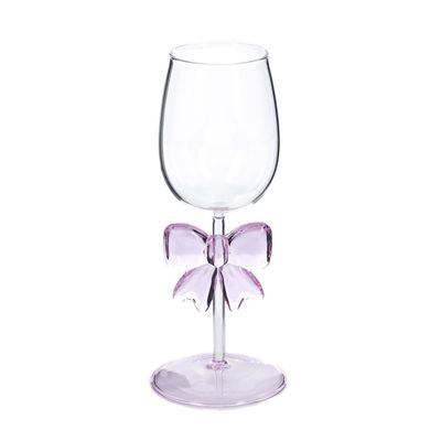 Other Christmas decorations - GLSS WINE GLASS W/BOW TT CLR/PNK 22,5CM - GOODWILL M&G