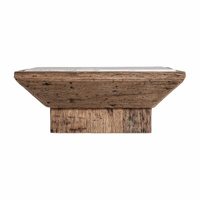 Coffee tables - Coffee table in recycled pine wood off brown distressed colour in 100 - VICAL