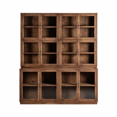 Bookshelves - Glass cabinet in recycled mango wood off brown natural colour in 184x - VICAL