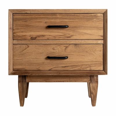 Night tables - Cotard brown reclaimed wood bedside table 61x40x61 cm - VICAL