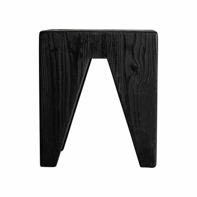 Stools - Stool in recycled pine wood off black colour in 35x35x40 cm - VICAL
