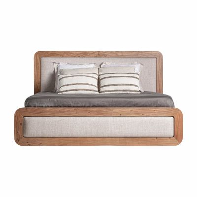 Lits - Lit en bois d'acacia couleur marron cassé en 200x180x122 cm - VICAL