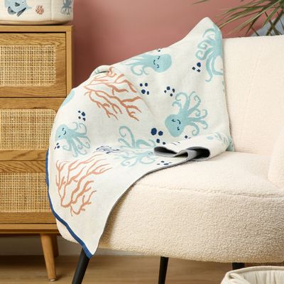 Paréos pour enfants - Plaid - Pieuvre Bleu - Coton Bio - POMME