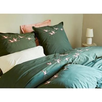 Bed linens - Les Voyageurs embroidered cotton percale bed linen - SYLVIE THIRIEZ