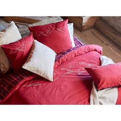 Bed linens - GRANDEUR NATURE embroidered cotton percale bed linen - SYLVIE THIRIEZ