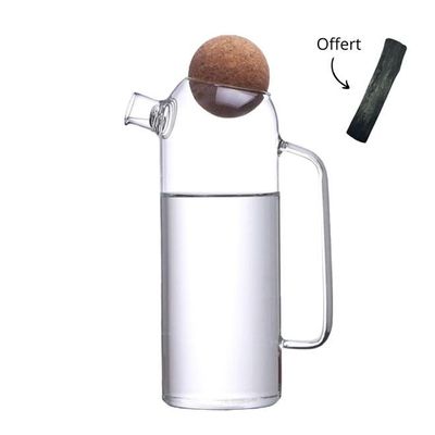 Gifts - 1 L glass carafe + 1 binchotan charcoal - LE CHARBON ACTIF FRANCAIS