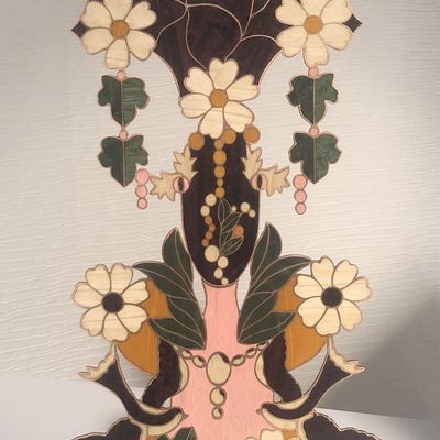 Sculptures, statuettes and miniatures - Mask-sculpture in wood and copper marquetry — Inner nest - ATELIER NATHALIE MELON