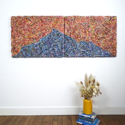 Unique pieces - Wall art recycled papers Diptych Chuzenji unique piece - HELENE SIELLEZ