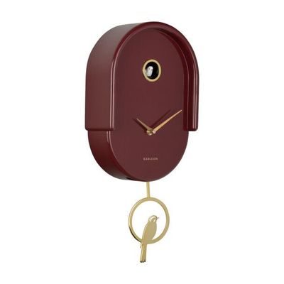 Horloges - Wall clock Tweet burgundy red - PRESENT TIME