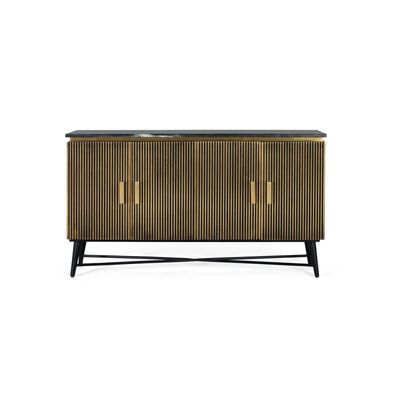 Sideboards - Sideboard with 4 wooden doors covered in bronze and marble top - GINER Y COLOMER