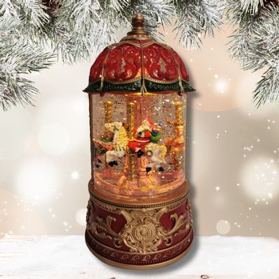 Other Christmas decorations - LED Snow Globe Carousel – Santa on Horse - BLUE STAR B.V.